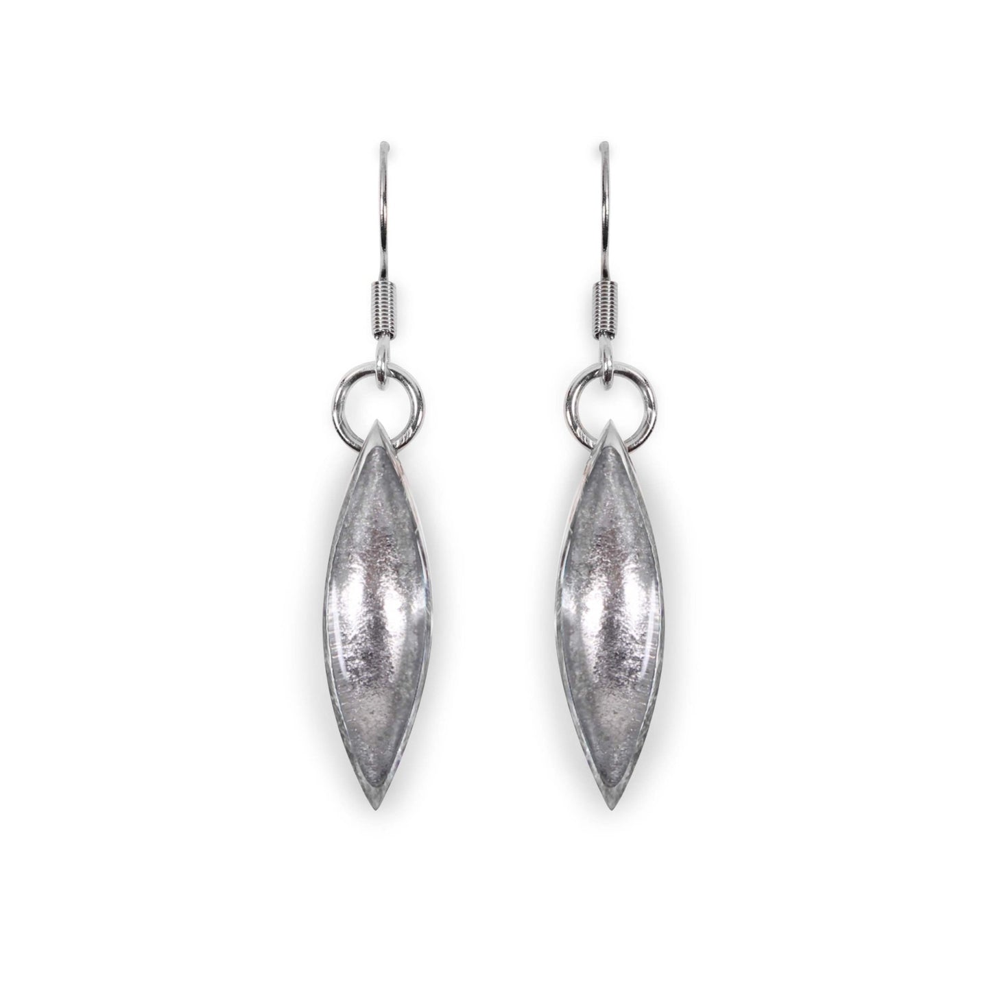 White Pewter Petals Large Fish Hook Earrings | The Jewellery Stop