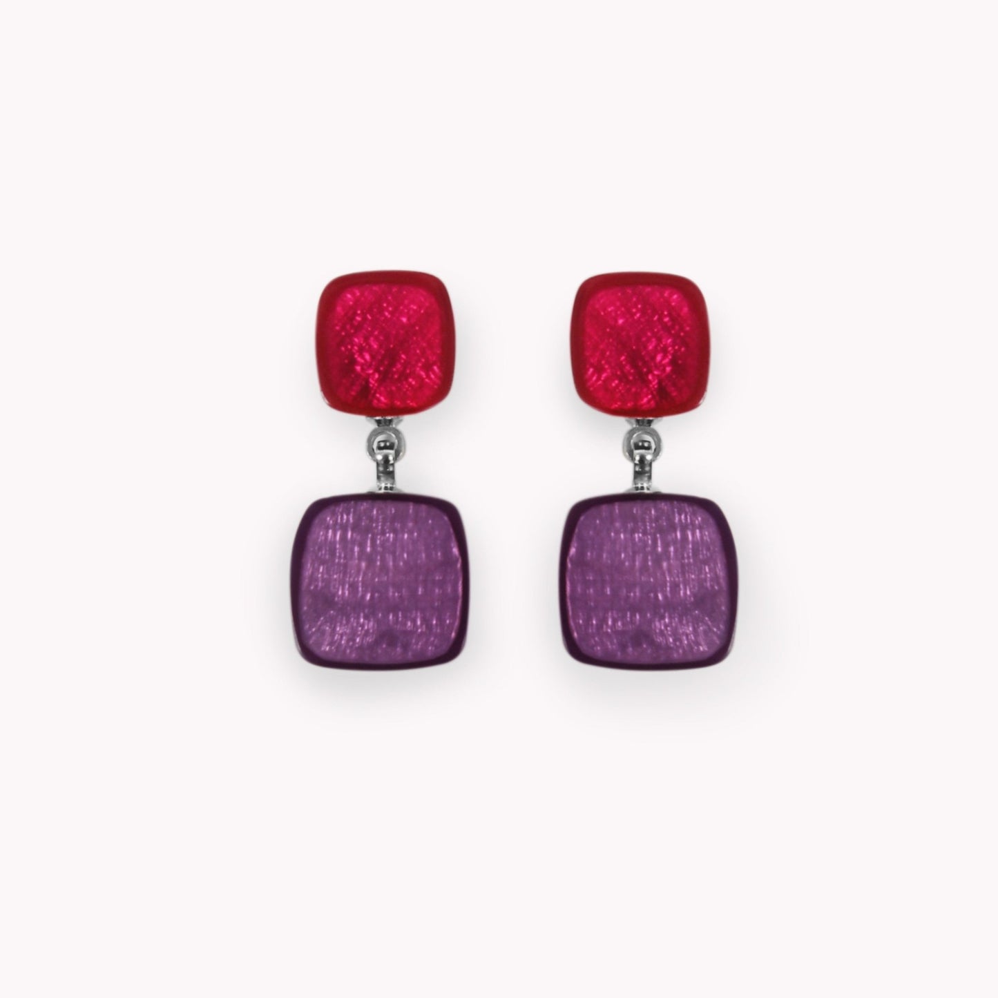 Rainbow Shell Cubes Shiny Double Drop Stud Earrings | The Jewellery Stop