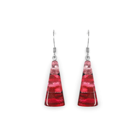 Flamingo Deco Triangle Shiny Fish Hook Earrings | The Jewellery Stop