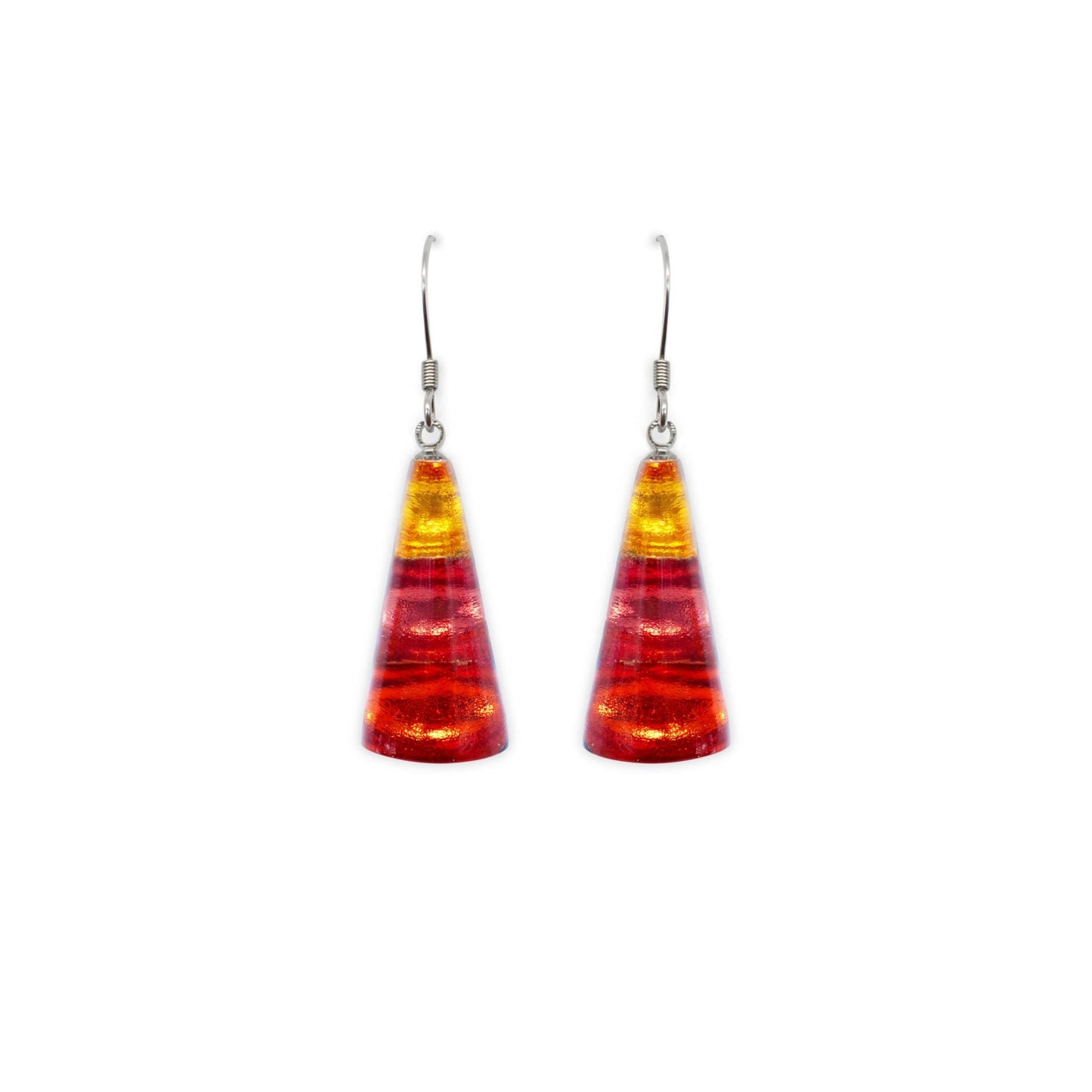 Terracotta Deco Triangle Shiny Fish Hook Earrings | The Jewellery Stop