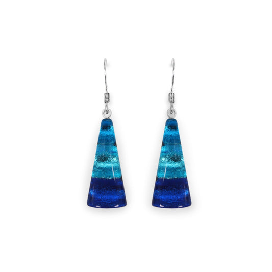 Turquoise Deco Triangle Shiny Fish Hook Earrings | The Jewellery Stop