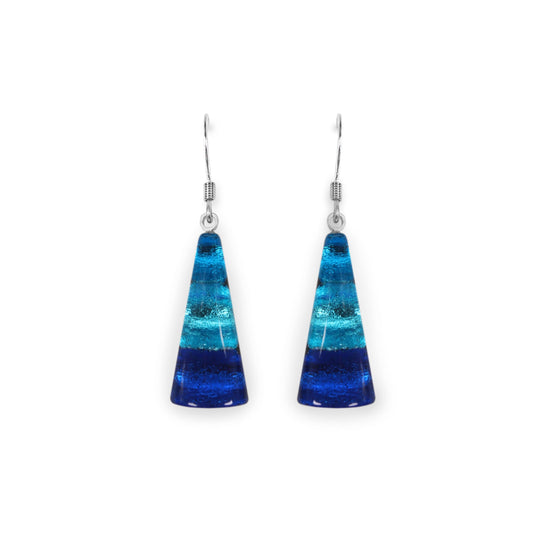 Turquoise Deco Triangle Shiny Fish Hook Earrings