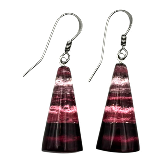 Peony Deco Triangle Shiny Fish Hook Earrings