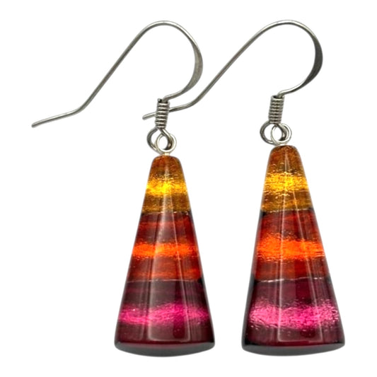 Tropical Deco Triangle Shiny Fish Hook Earrings
