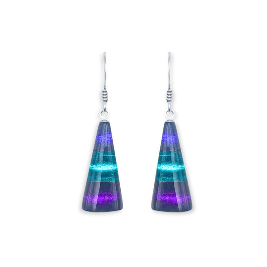 Peacock Deco Triangle Shiny Fish Hook Earrings