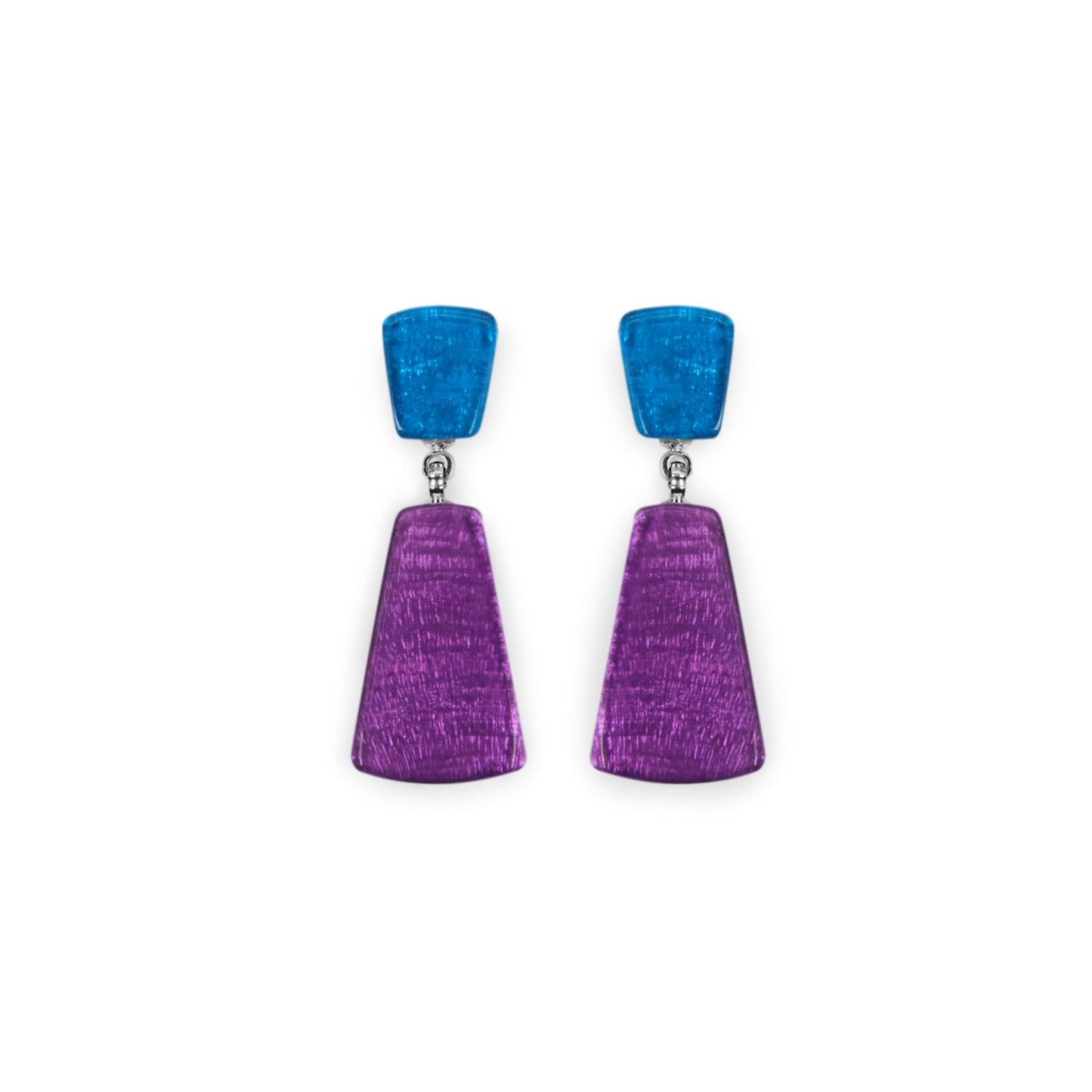 Peacock Empress Shiny Double Drop Stud Earrings | The Jewellery Stop