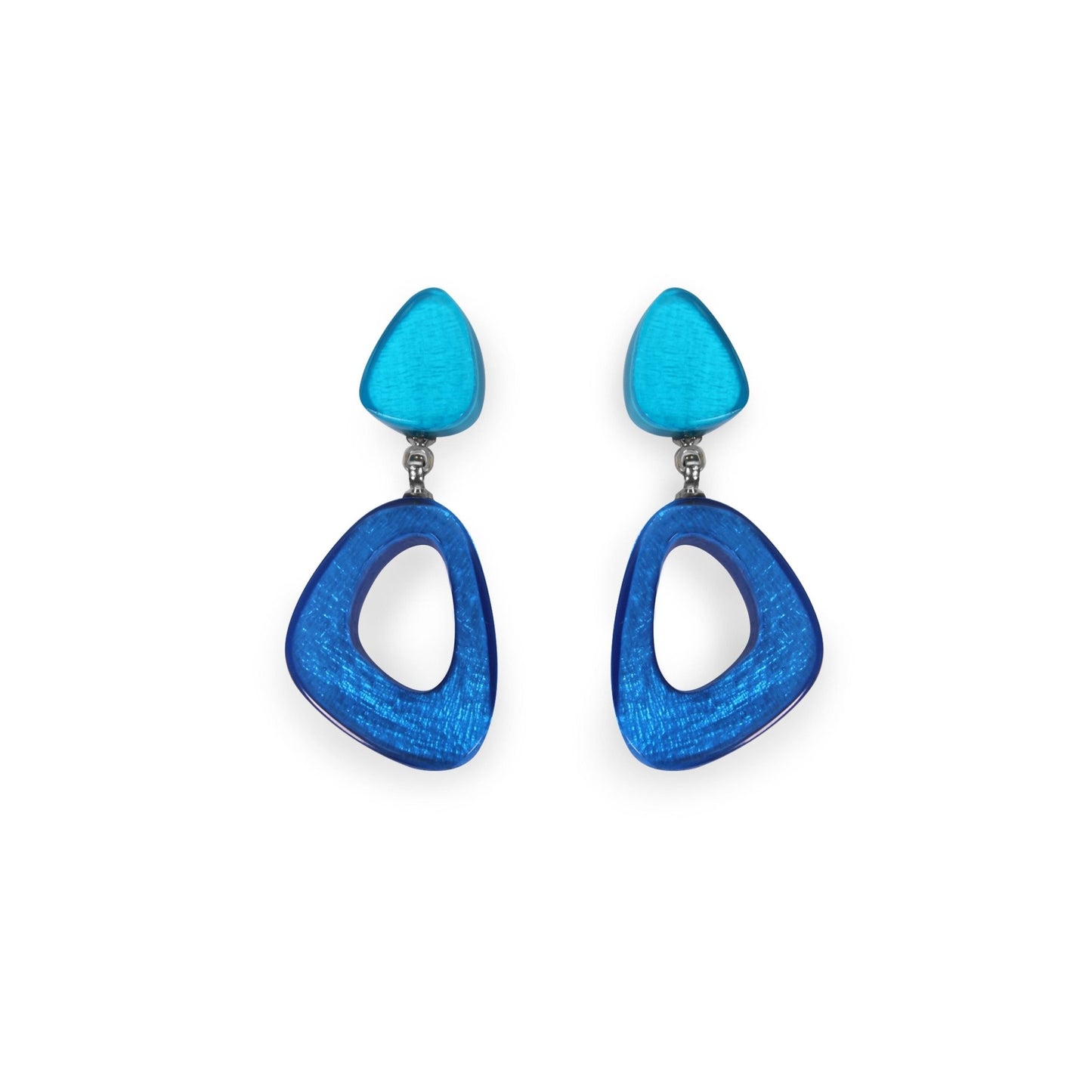 Turquoise Triangle Eclectic Shiny Double Drop Stud Earrings | The Jewellery Stop