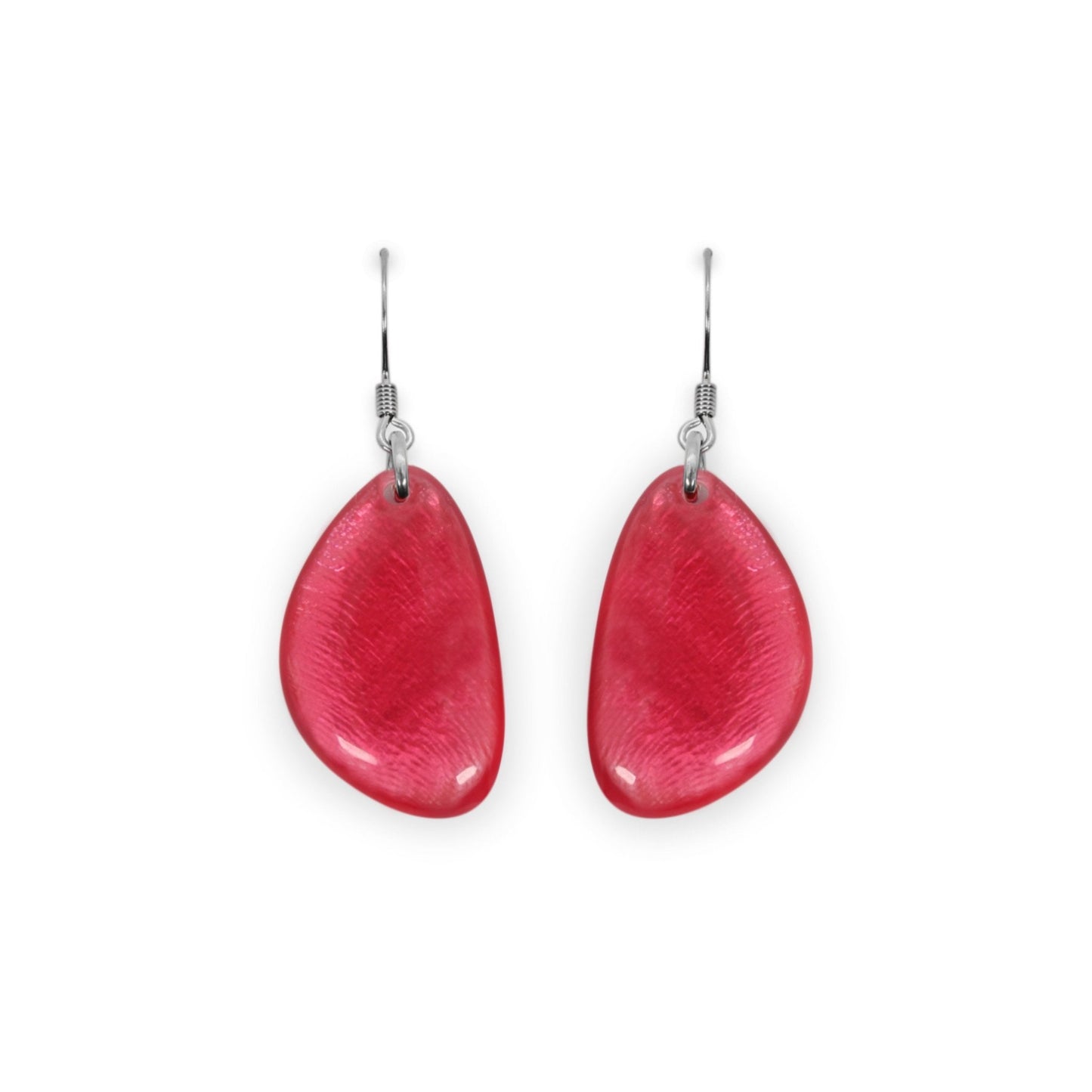 Flamingo Pebble Triangle Shiny Fish Hook Earrings | The Jewellery Stop