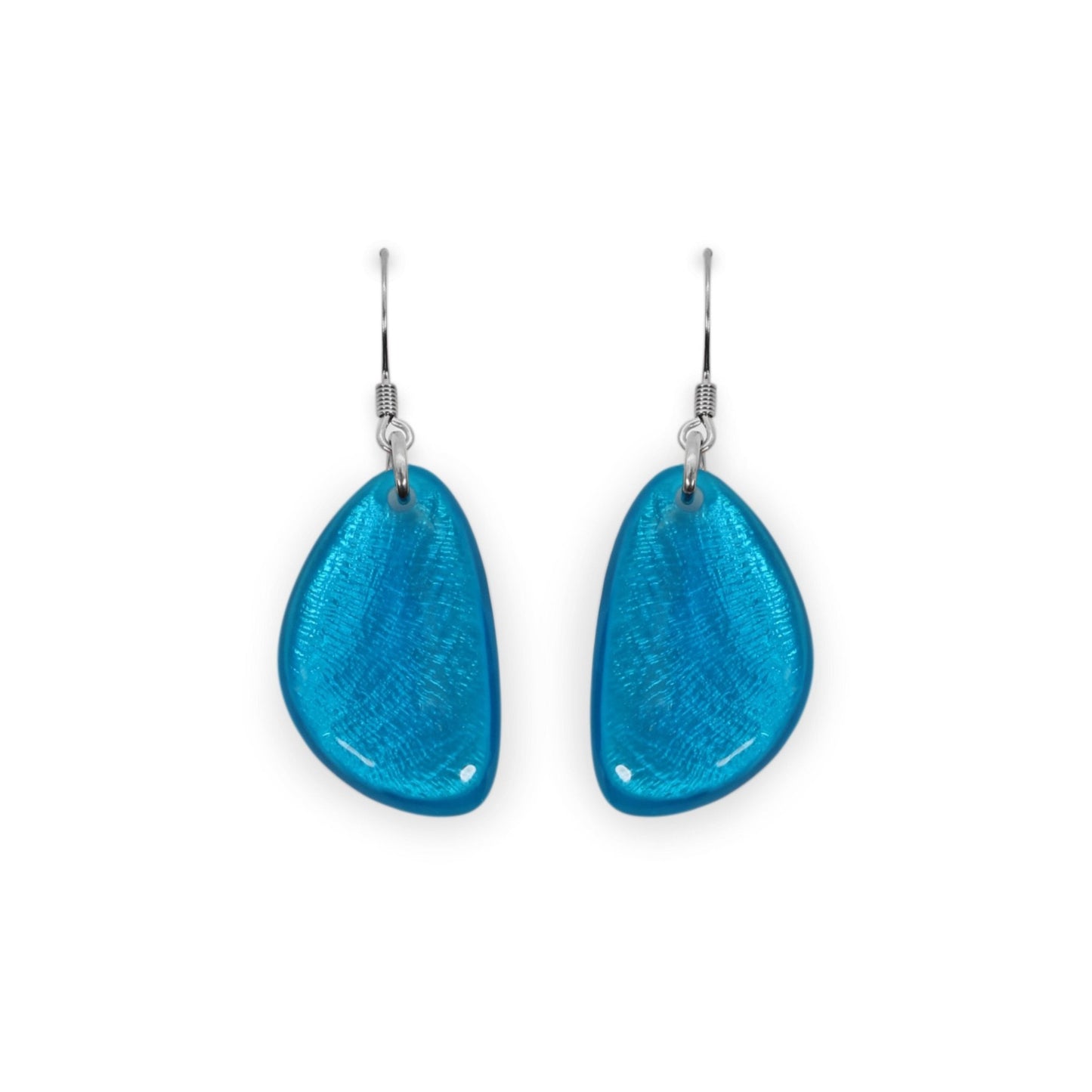 Turquoise Pebble Triangle Shiny Fish Hook Earrings | The Jewellery Stop