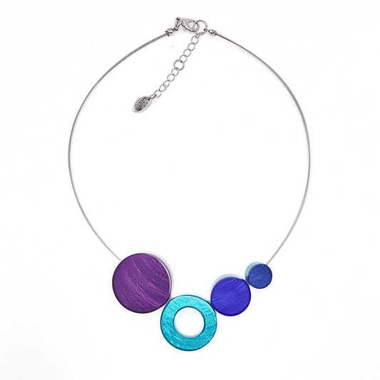 Peacock Eclectic Shell Circles Shiny Necklace | The Jewellery Stop