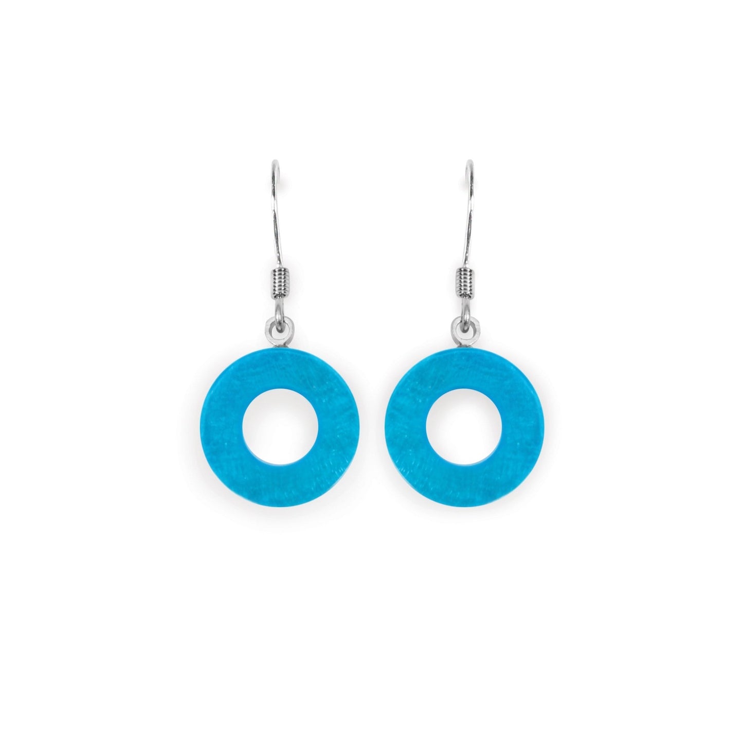 Turquoise Eclectic Shell Circles Shiny Fish Hook Earrings | The Jewellery Stop