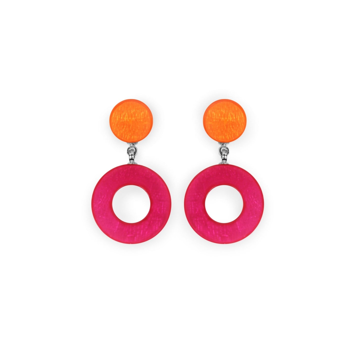 Sherbet Eclectic Shell Circles Shiny Double Drop Stud Earrings | The Jewellery Stop