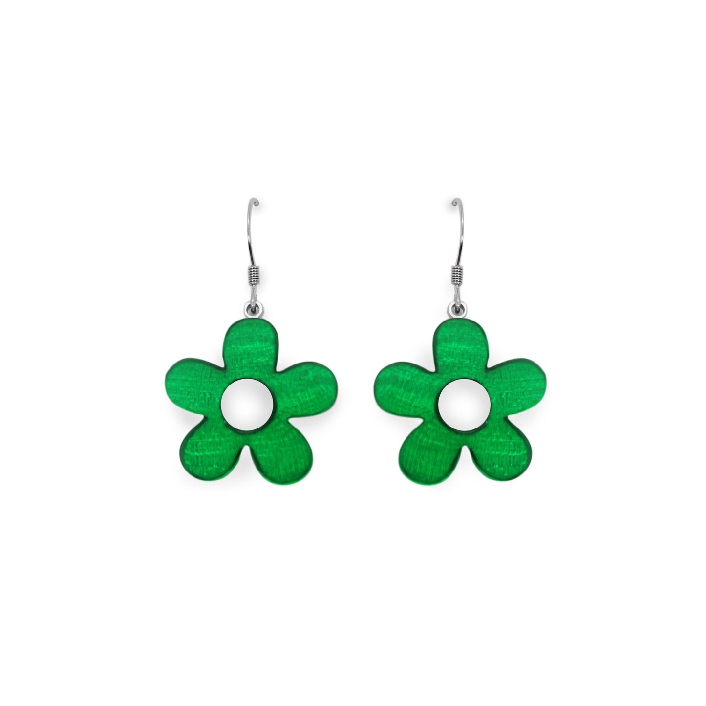 Emerald Donut Shell Flower Fish Hook Earrings | The Jewellery Stop
