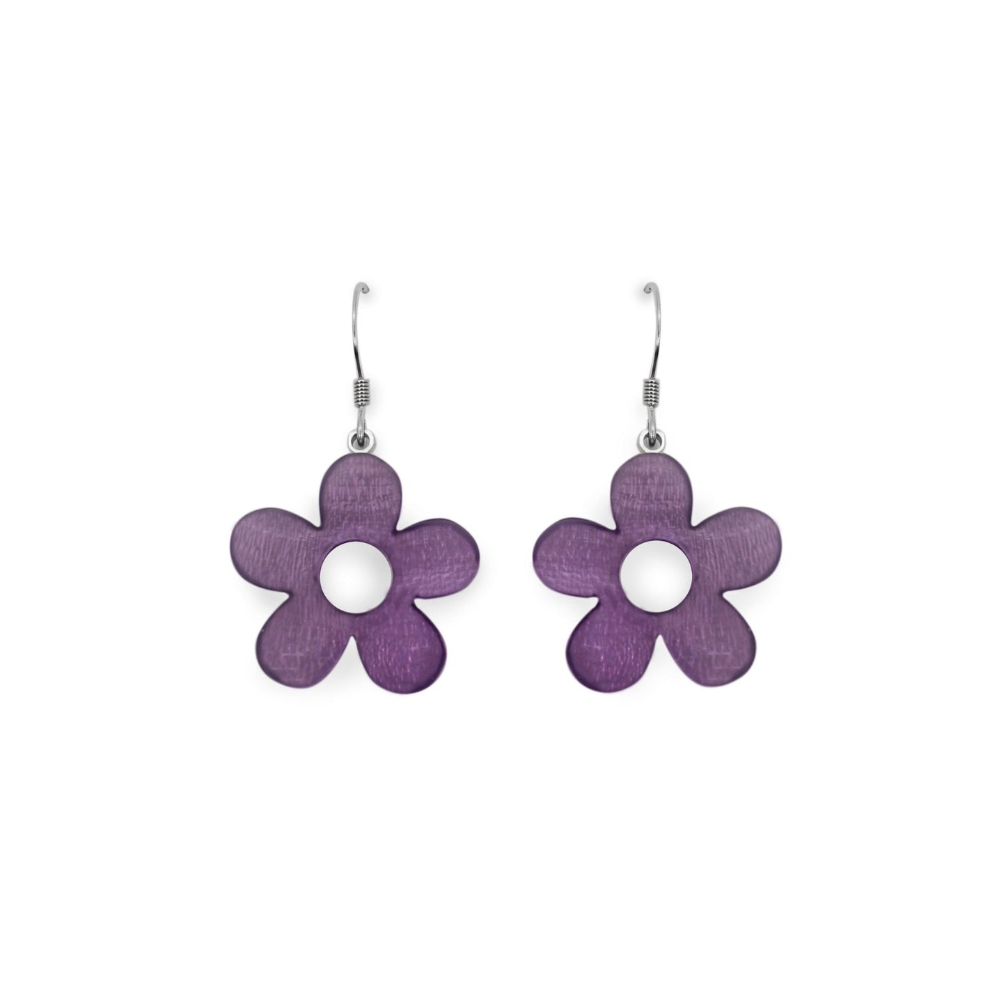Lilac Donut Shell Flower Fish Hook Earrings | The Jewellery Stop