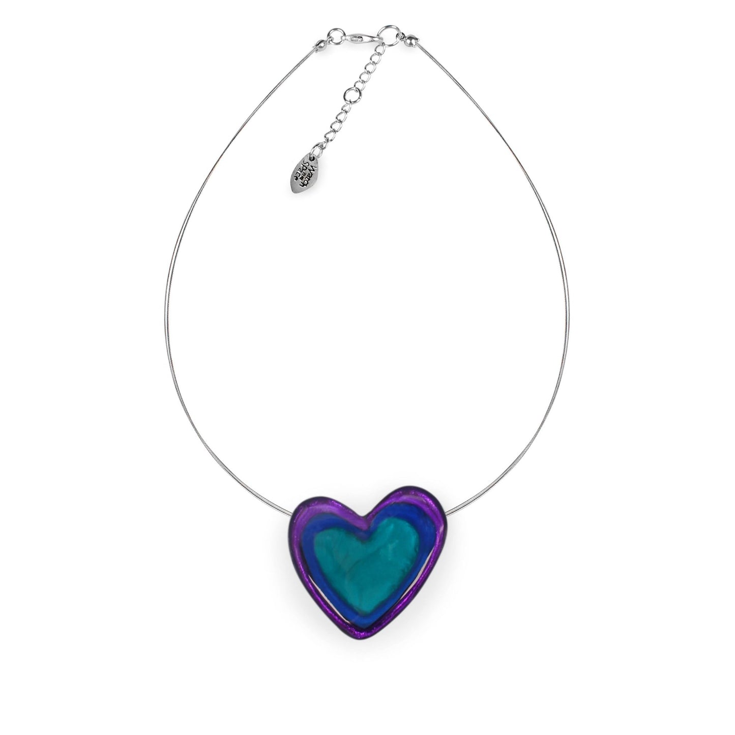 Peacock Heart Resin Pebble Shiny Pendant | The Jewellery Stop