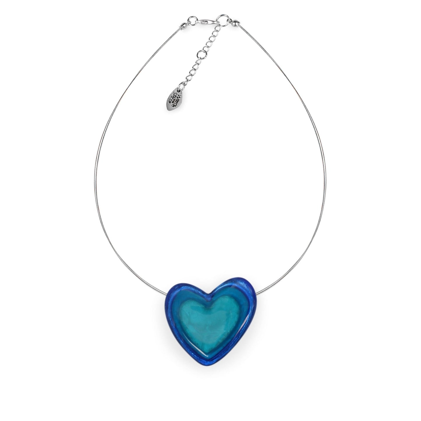 Turquoise Heart Resin Pebble Shiny Pendant | The Jewellery Stop