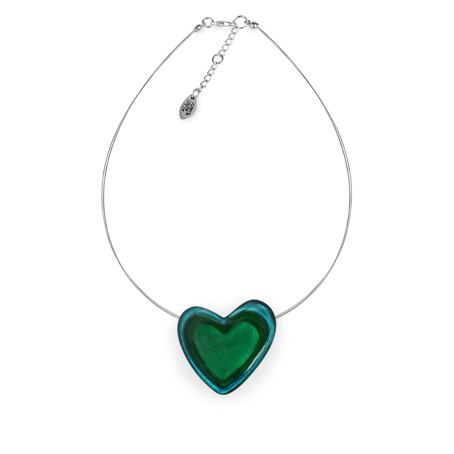 Verdigris Heart Resin Pebble Shiny Pendant | The Jewellery Stop