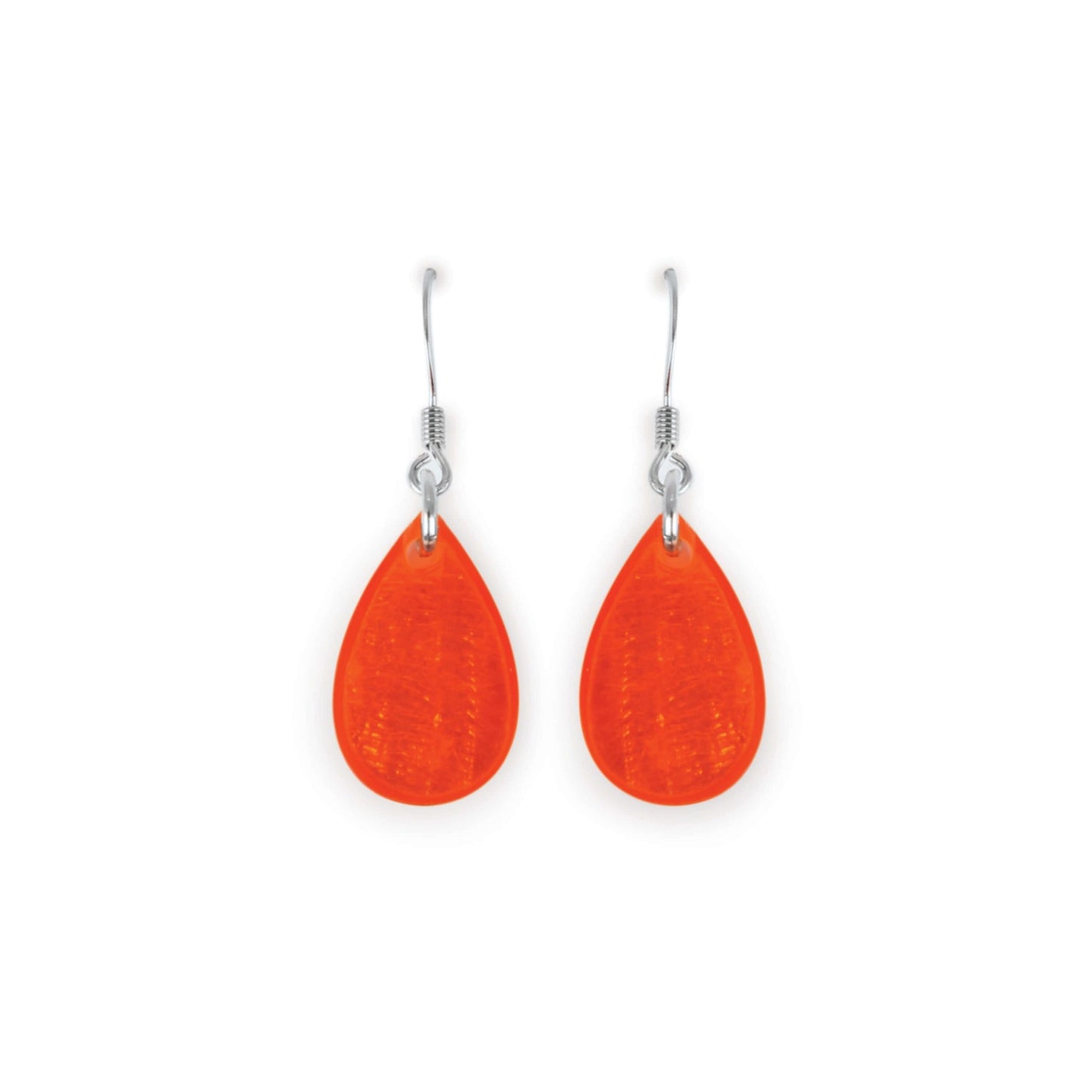 Orange Shell Flower Shiny Fish Hook Earrings | The Jewellery Stop