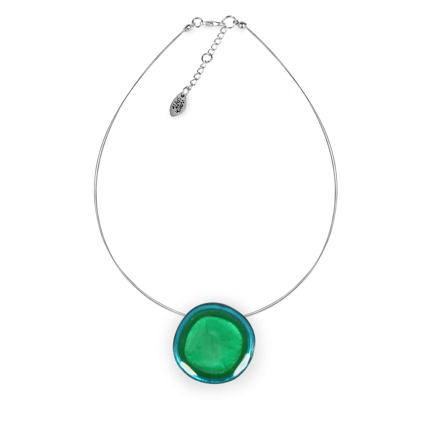 Verdigris Resin Pebble Shiny Pendant | The Jewellery Stop