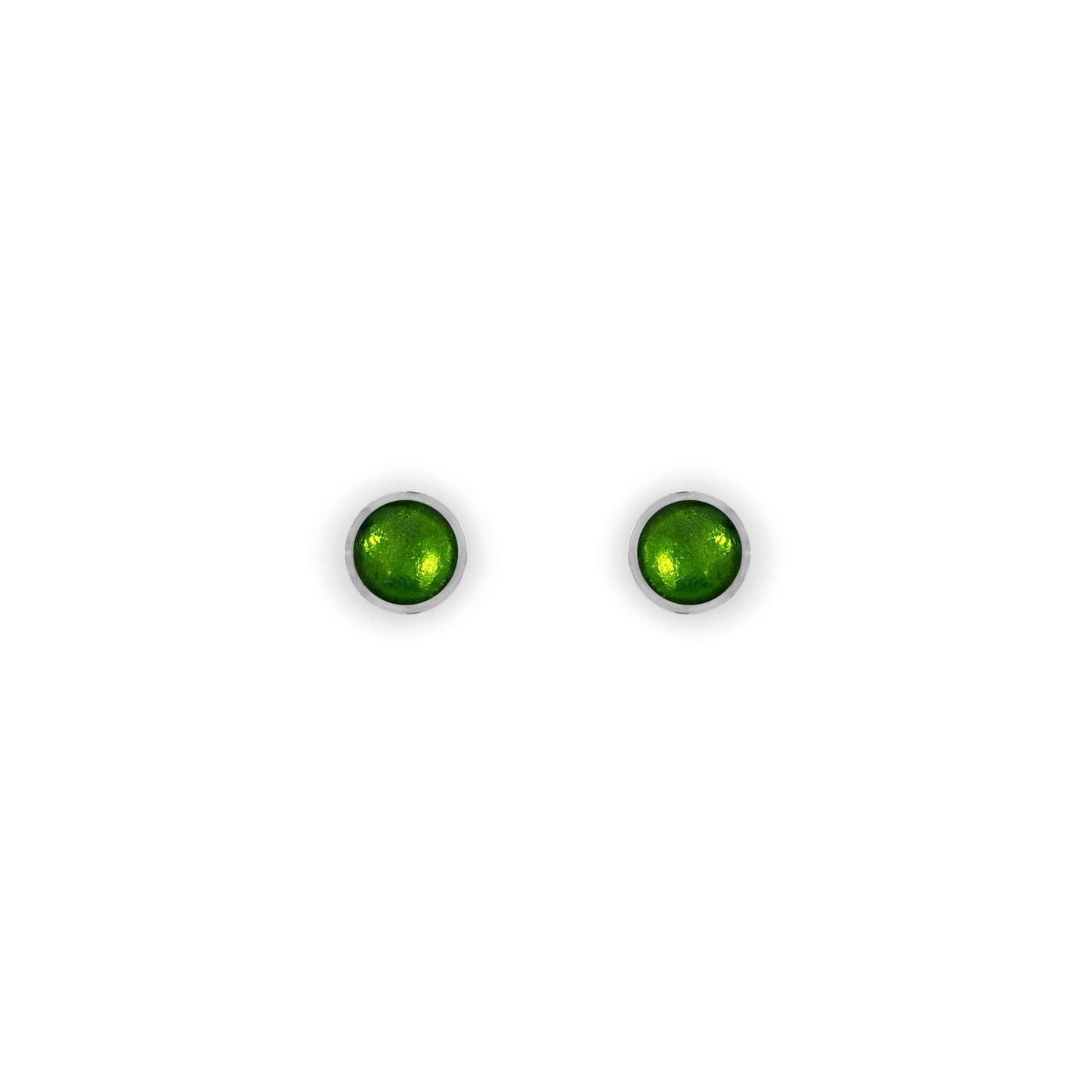 Green Aluminium Circles Shiny Mini Stud Earrings | The Jewellery Stop