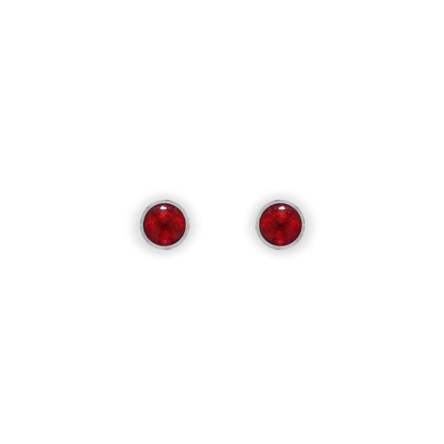 Red Aluminium Circles Shiny Mini Stud Earrings | The Jewellery Stop