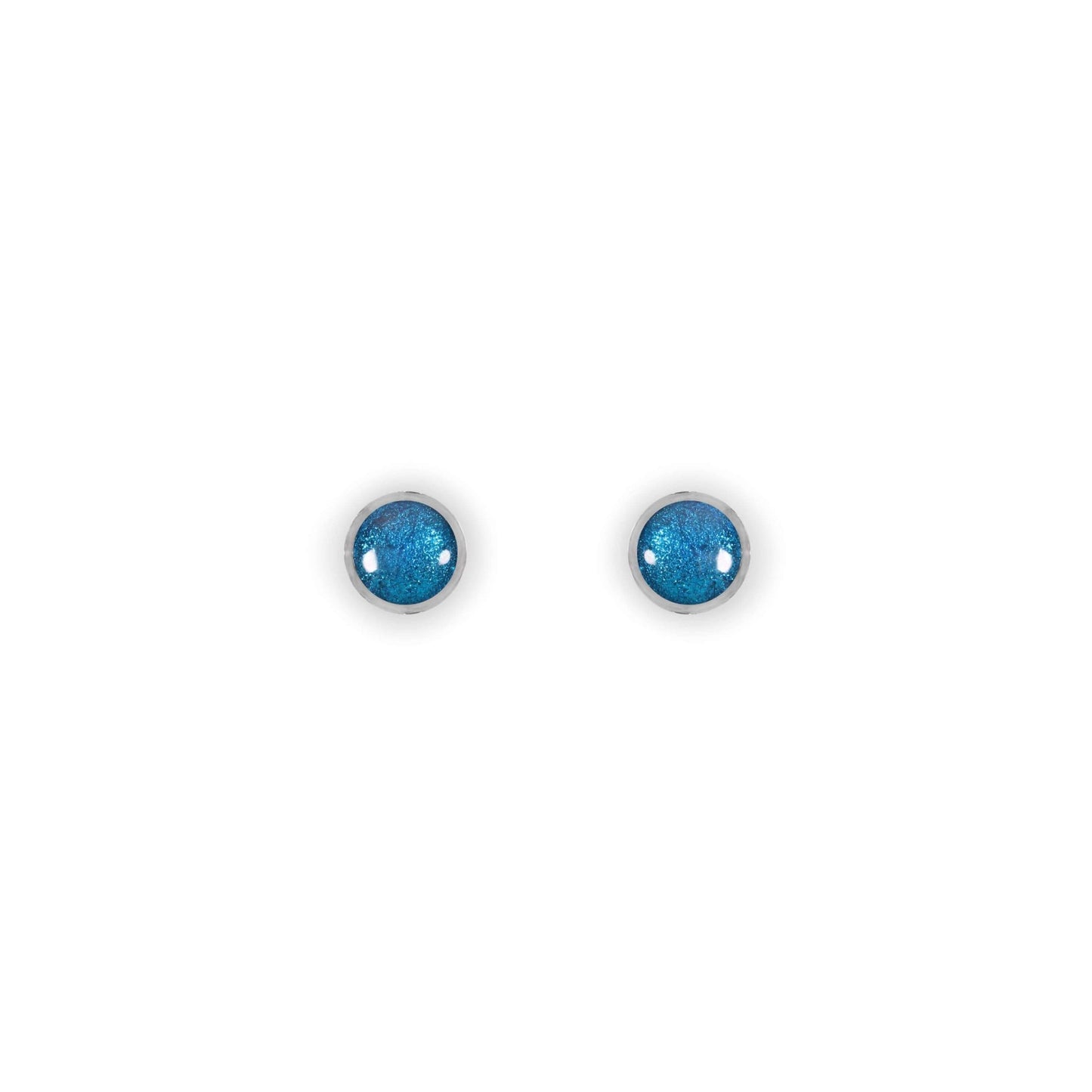 Turquoise Aluminium Circles Shiny Mini Stud Earrings | The Jewellery Stop