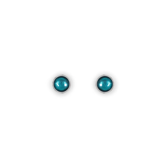 Verdigris Aluminium Circles Shiny Mini Stud Earrings