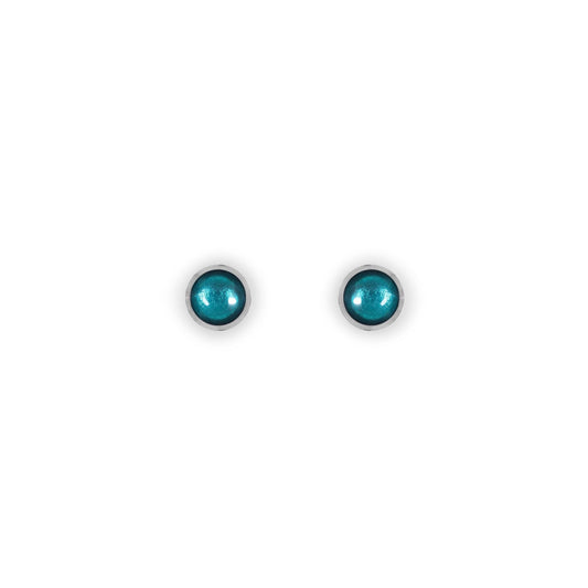 Verdigris Aluminium Circles Shiny Mini Stud Earrings | The Jewellery Stop