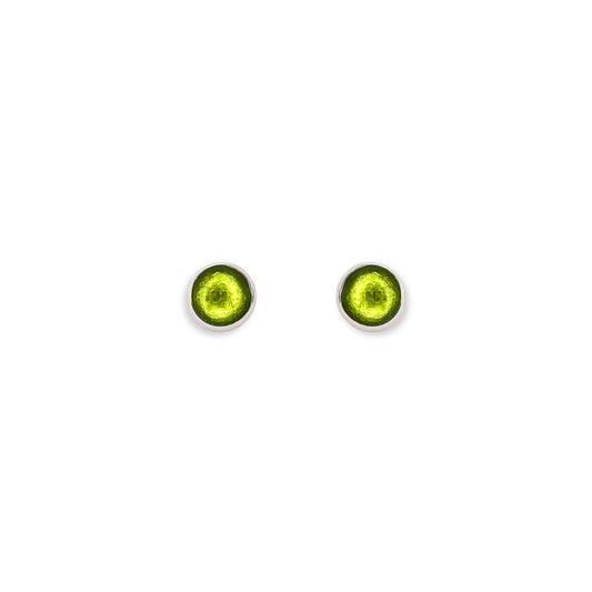 Kiwi Aluminium Circles Shiny Mini Stud Earrings