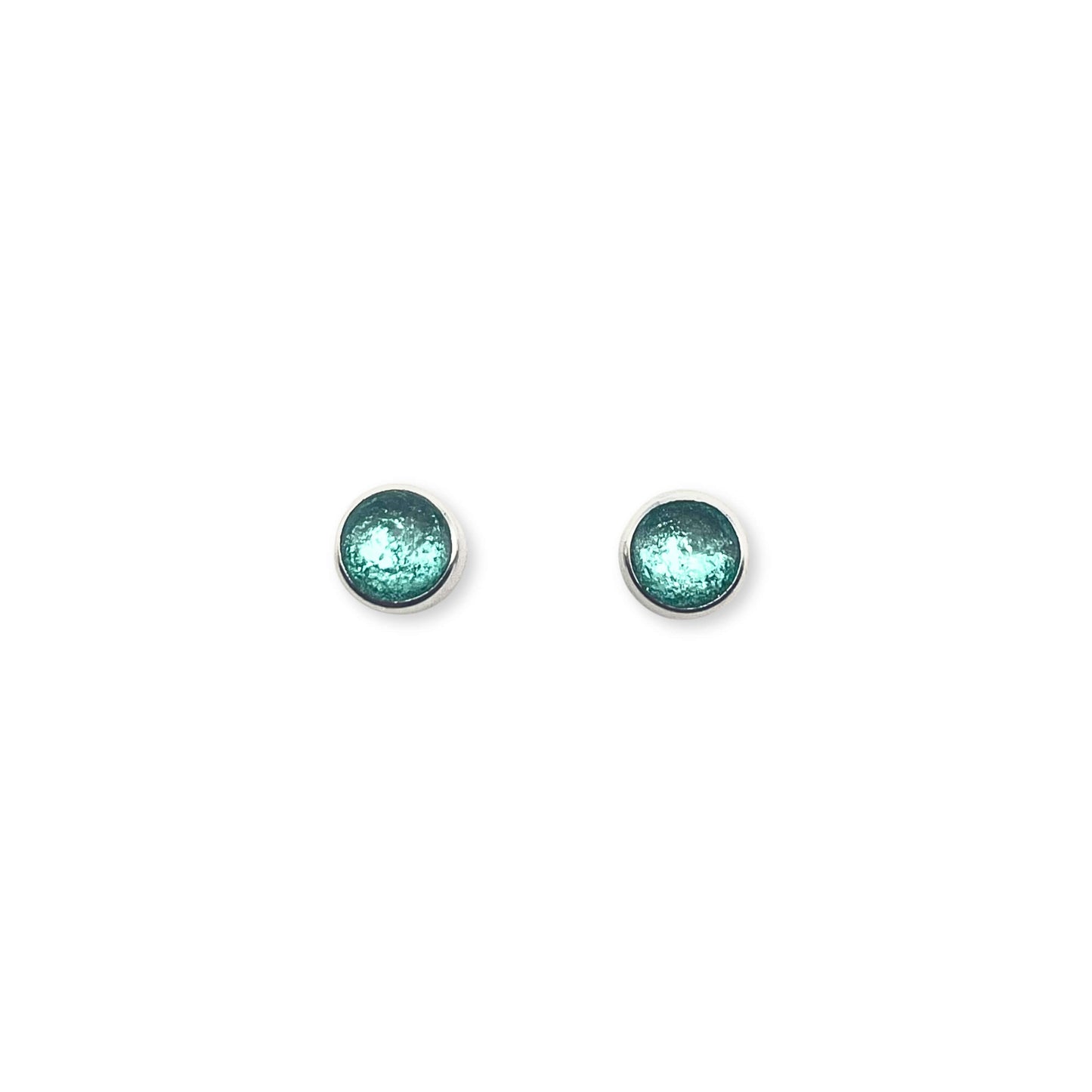 Mint Aluminium Circles Shiny Mini Stud Earrings