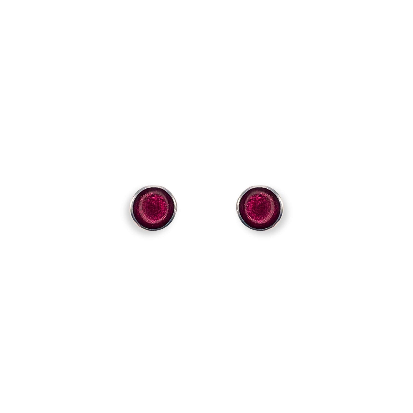 Pink Aluminium Circles Shiny Mini Stud Earrings