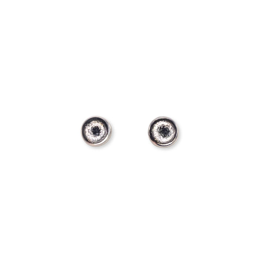 Silver Aluminium Circles Shiny Mini Stud Earrings