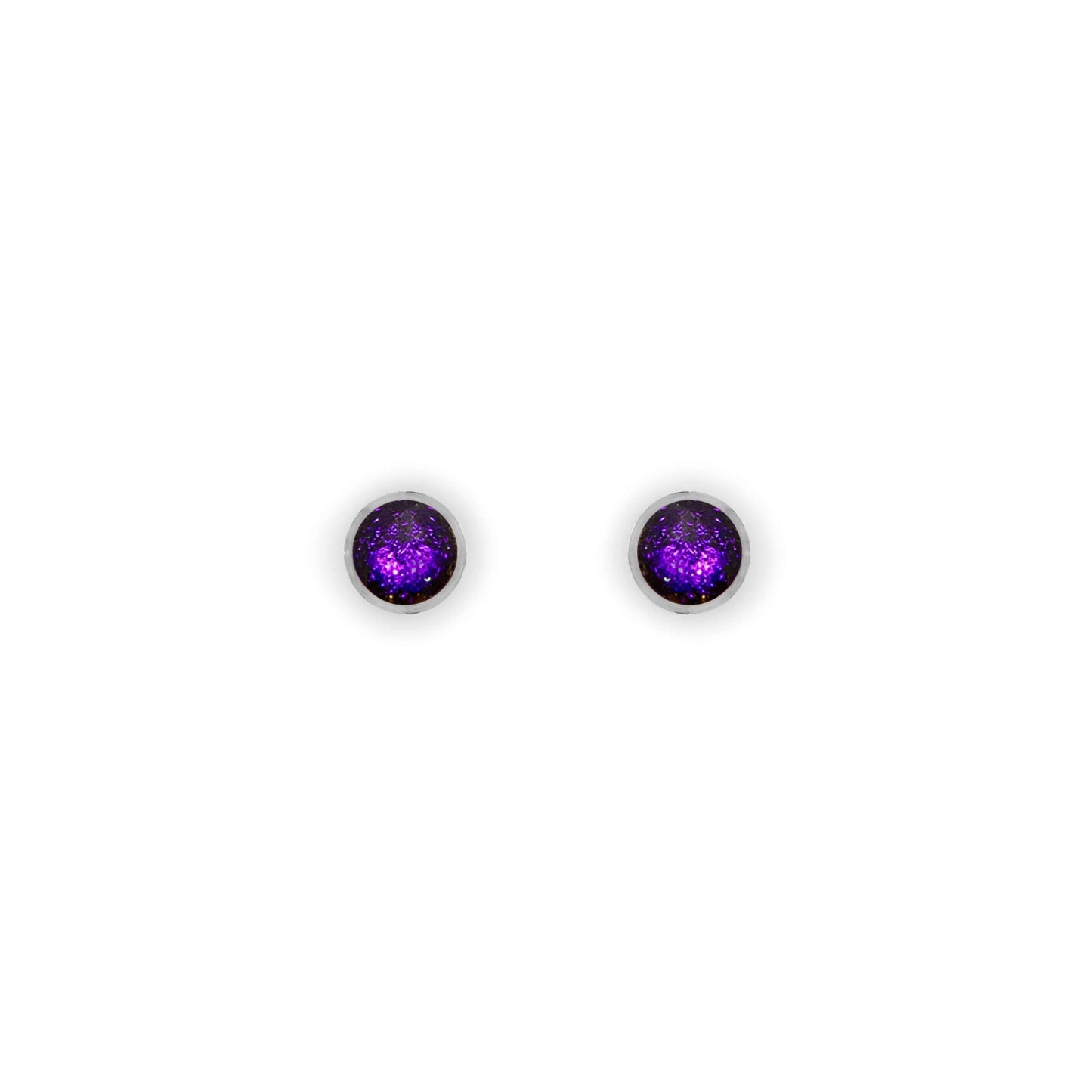 Peacock Aluminium Circles Shiny Mini Stud Earrings | The Jewellery Stop