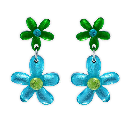 Neptune Flower Double Drop Stud Earrings | The Jewellery Stop