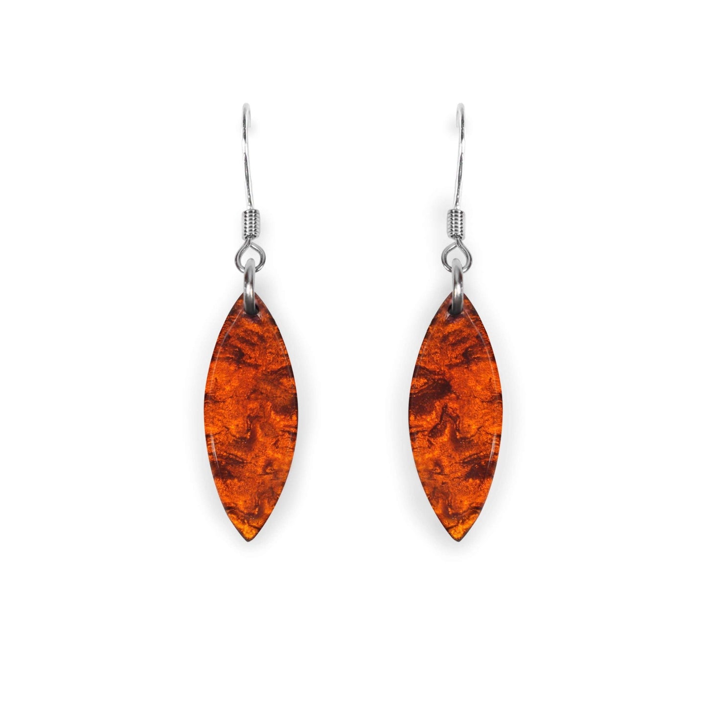 Chilli Aztec Leaf Shiny Fish Hook Earrings | The Jewellery Stop