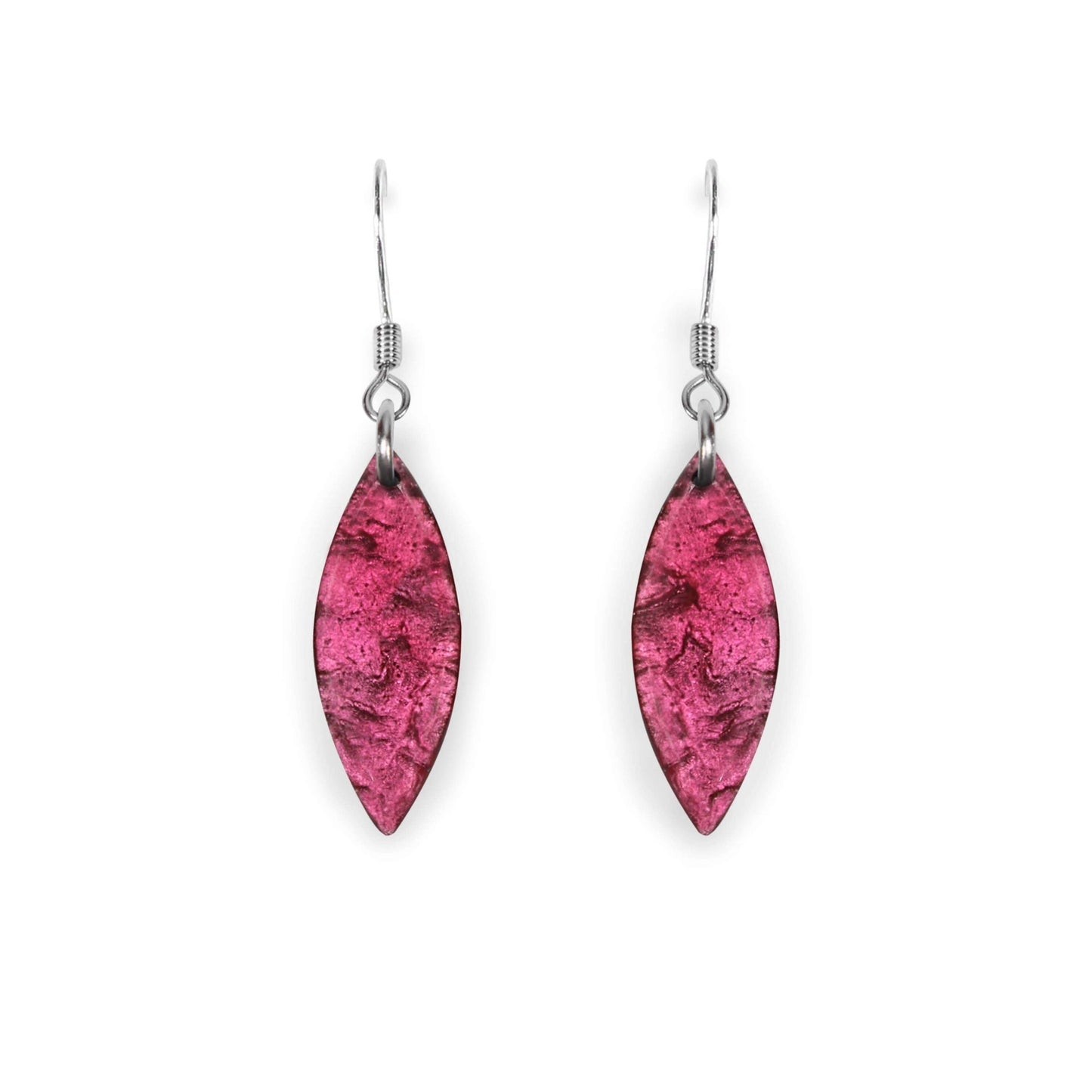 Flamingo Aztec Leaf Shiny Fish Hook Earrings | The Jewellery Stop