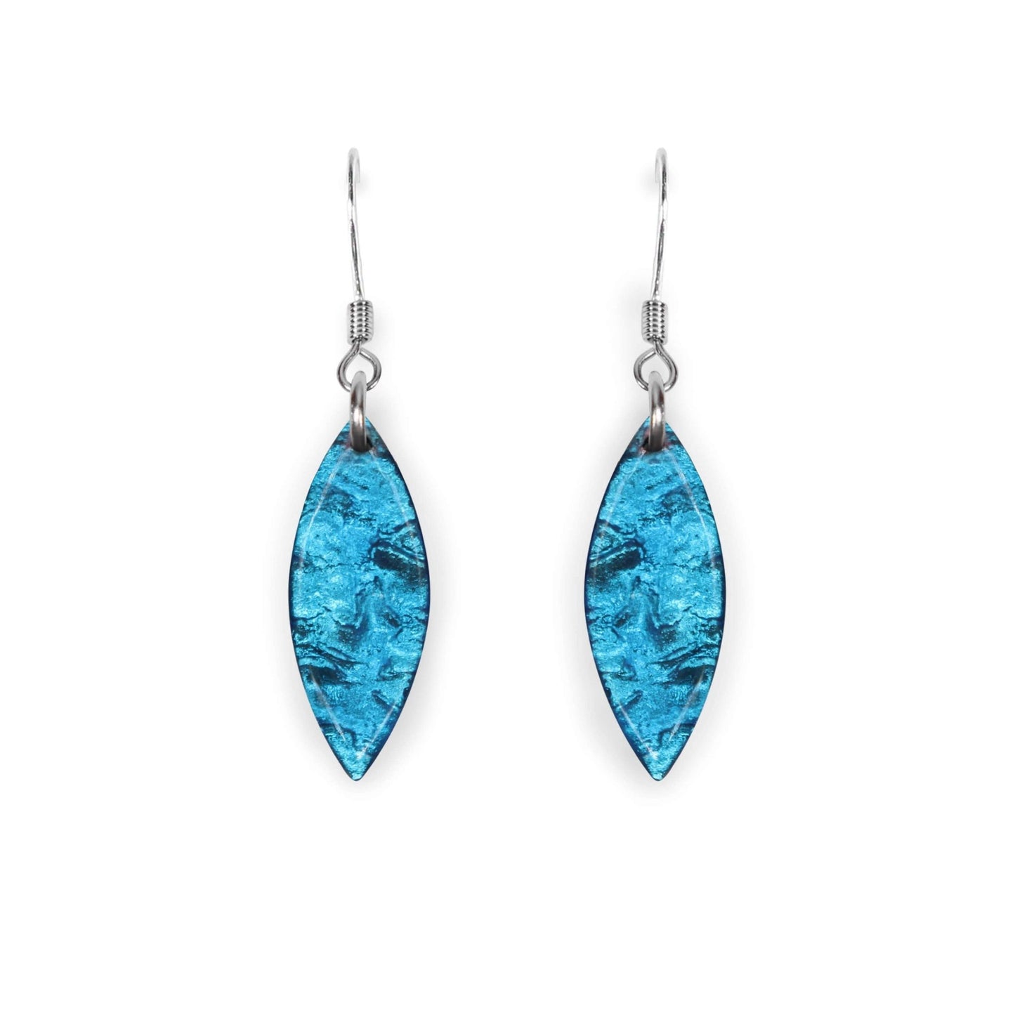 Turquoise Aztec Leaf Shiny Fish Hook Earrings | The Jewellery Stop