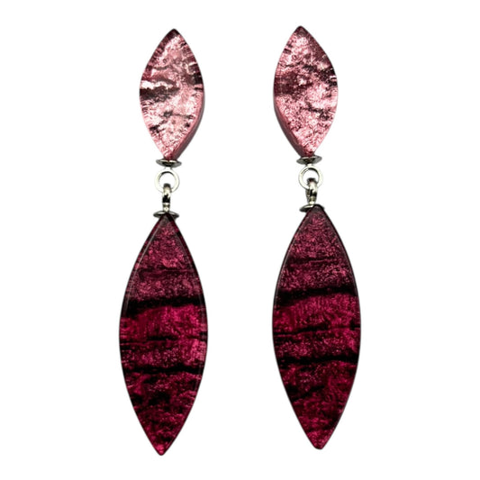 Peony Aztec Leaf Shiny Double Drop Stud Earrings | The Jewellery Stop