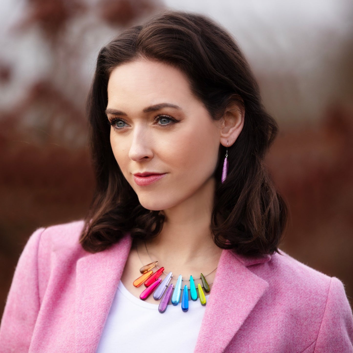 Rainbow Teardrop Shiny Necklace | The Jewellery Stop