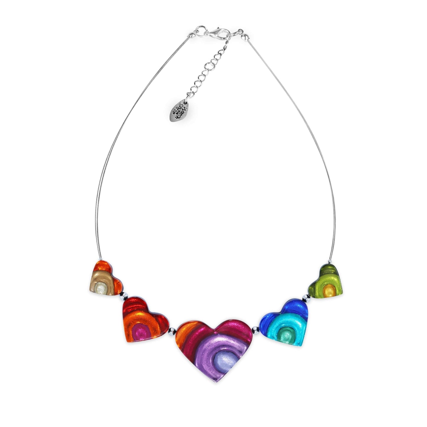 Rainbow Heart Swirl Shiny Necklace | The Jewellery Stop