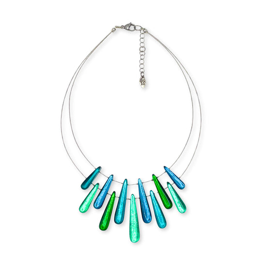 Verdigris Teardrop Shiny Necklace
