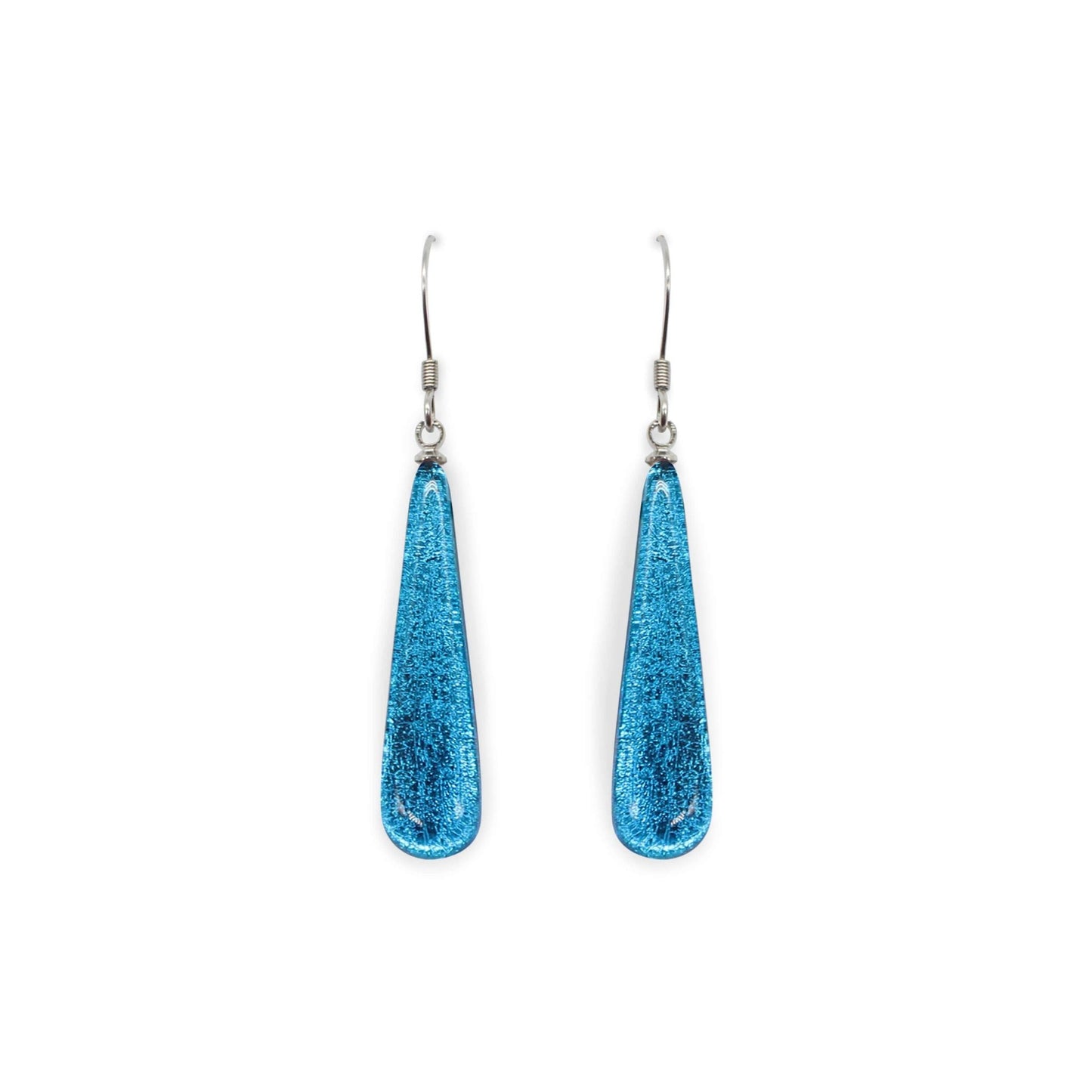 Turquoise Teardrop Shiny Fish Hook Earrings | The Jewellery Stop
