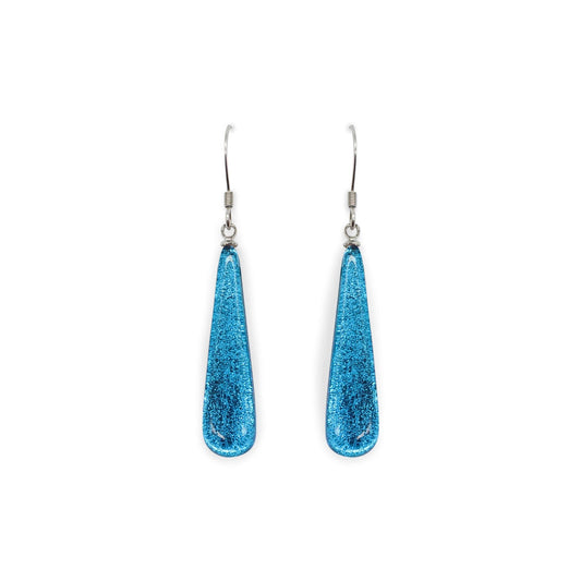 Turquoise Teardrop Shiny Fish Hook Earrings | The Jewellery Stop