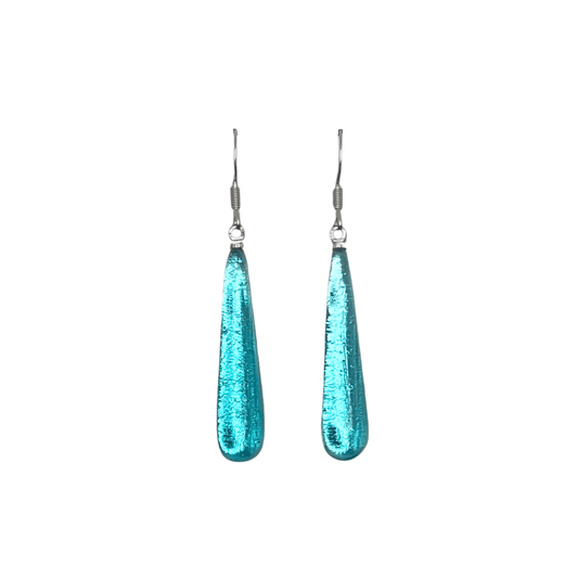 Light Turquoise Teardrop Shiny Fish Hook Earrings | The Jewellery Stop