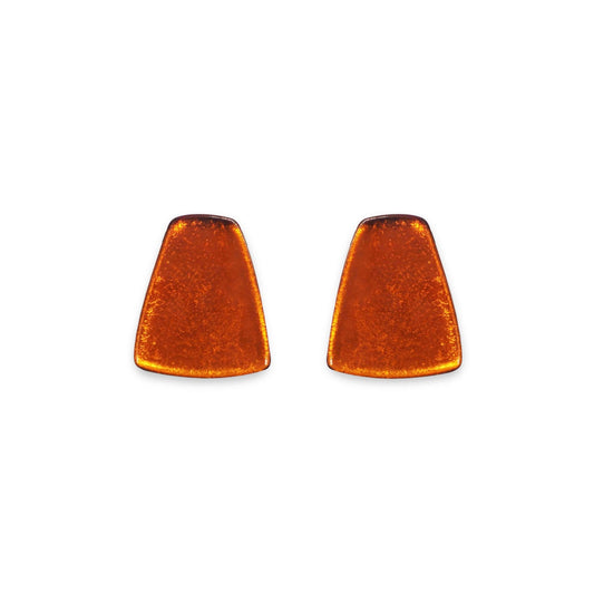 Amber Empress Silverleaf Shiny Stud Earrings | The Jewellery Stop