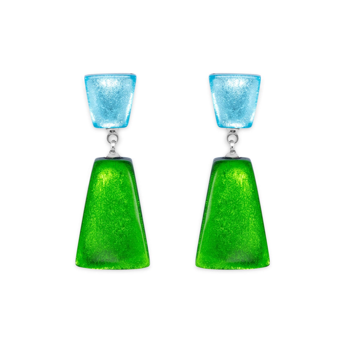 Neptune Empress Silverleaf Double Drop Stud Earrings | The Jewellery Stop