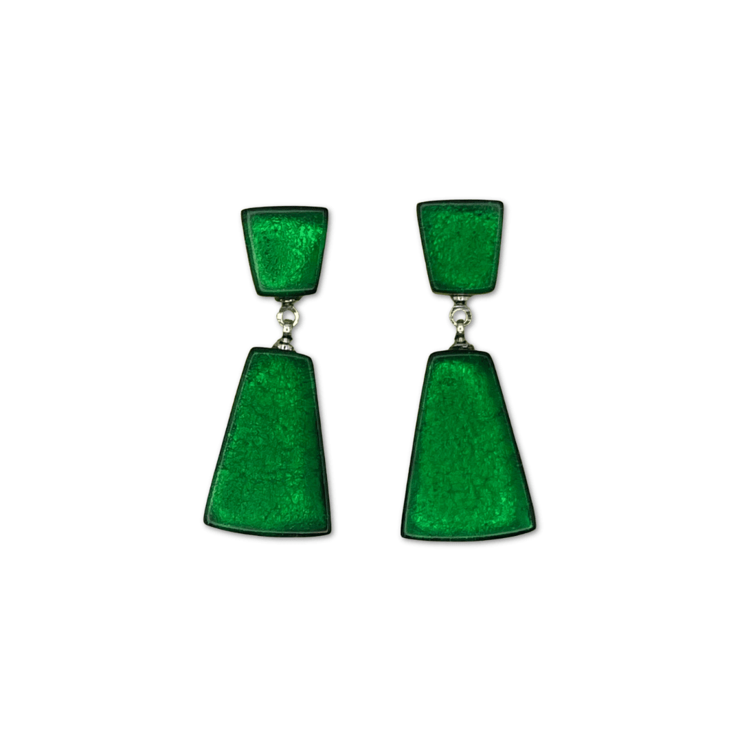Emerald Empress Silverleaf Double Drop Stud Earrings | The Jewellery Stop