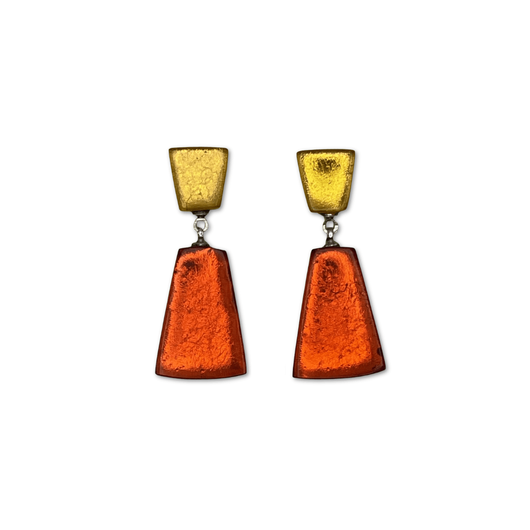 Terracotta Empress Silverleaf Double Drop Stud Earrings | The Jewellery Stop