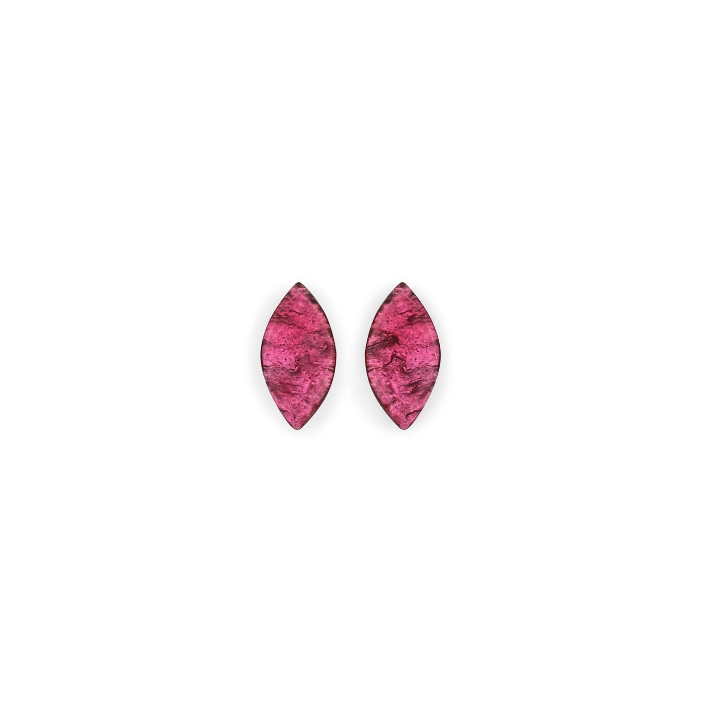 Flamingo Aztec Leaf Shiny Stud Earrings | The Jewellery Stop