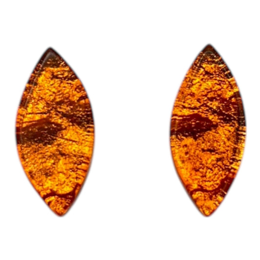Orange Aztec Leaf Shiny Stud Earrings | The Jewellery Stop